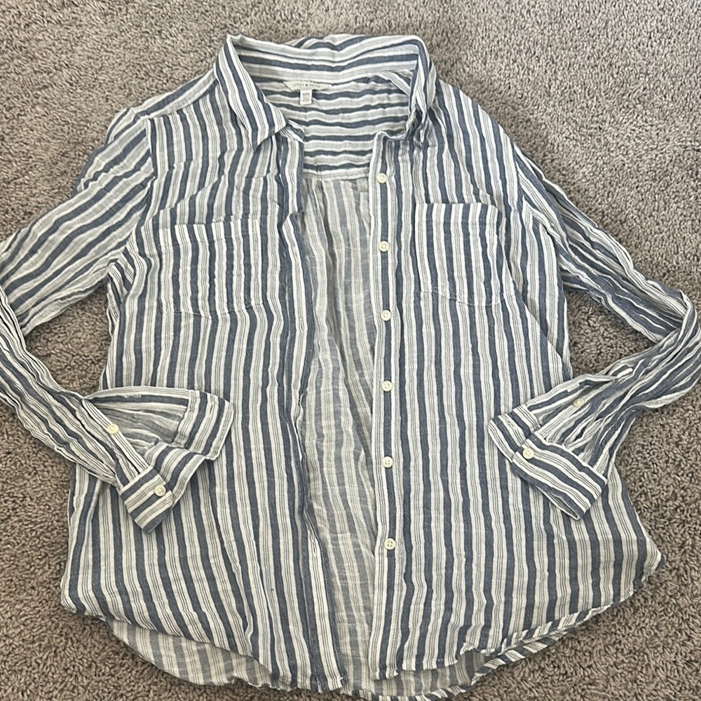 Lucky Brand Blue and White Striped Shirt